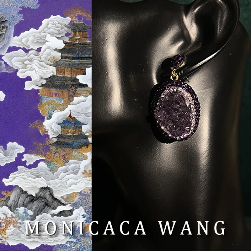 合金玻璃耳饰 【MONICACA WANG】新款时尚轻奢气质耳饰ES2637