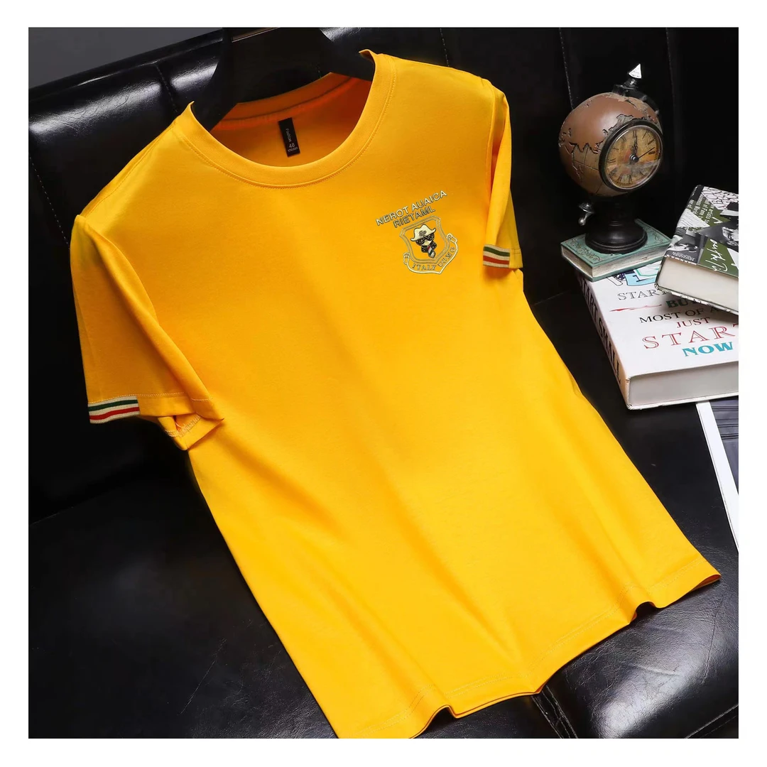 可穿260斤【95棉5氨纶丝光棉】夏季T恤品质男装高端大气百搭不挑人