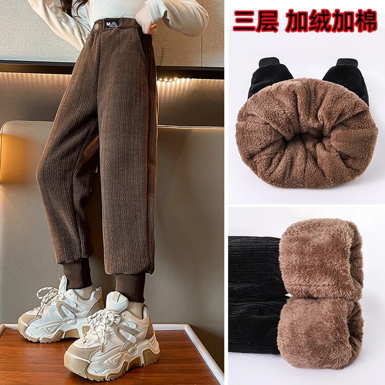 女童棉裤冬季加厚一条过冬儿童加绒裤子秋冬女大童保暖裤潮27008