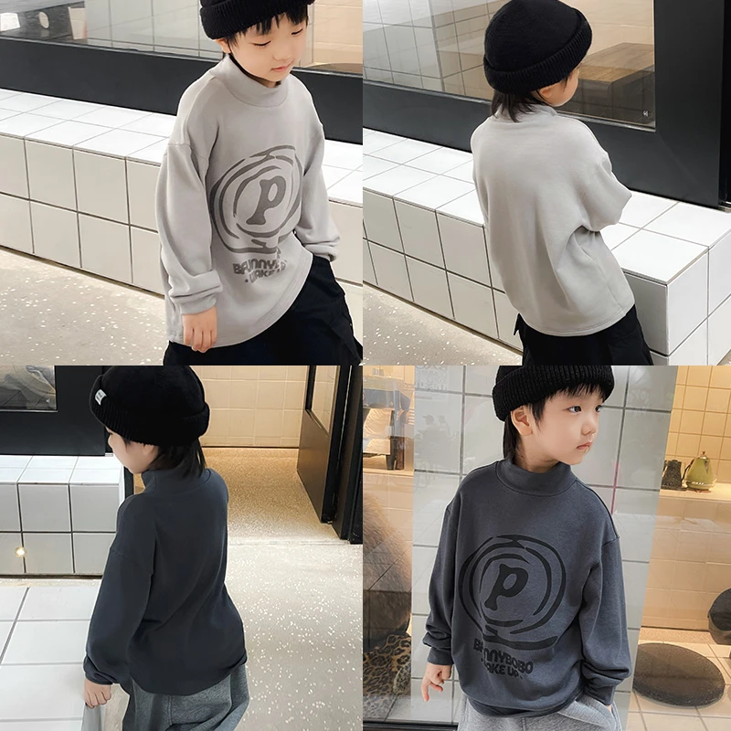 博博猪童装男童2024冬季新款打底衫涂鸦字母打底衫D441T5060