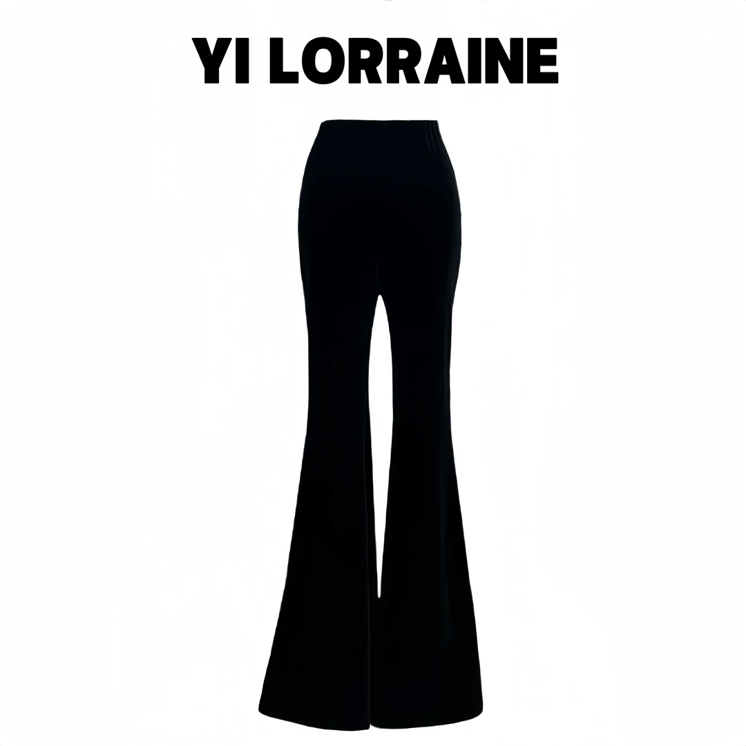 YI LORRAINE/旖洛琳进口弹力丝绒高腰喇叭裤修身显瘦【微瑕倒顺毛】