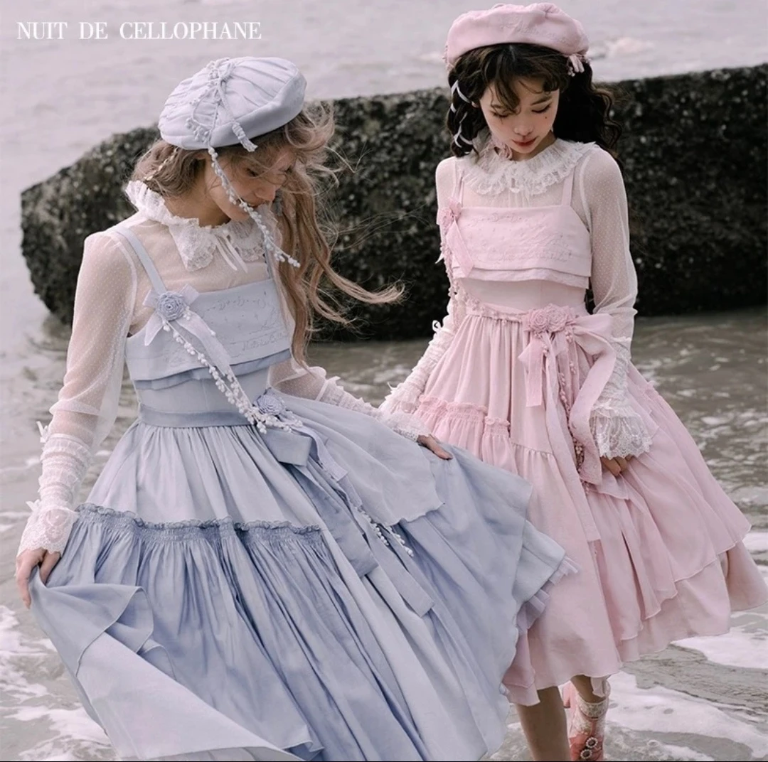 【月亮的一千次坠落】现货玻璃纸之夜 jsk 不规则裙内搭洛丽塔