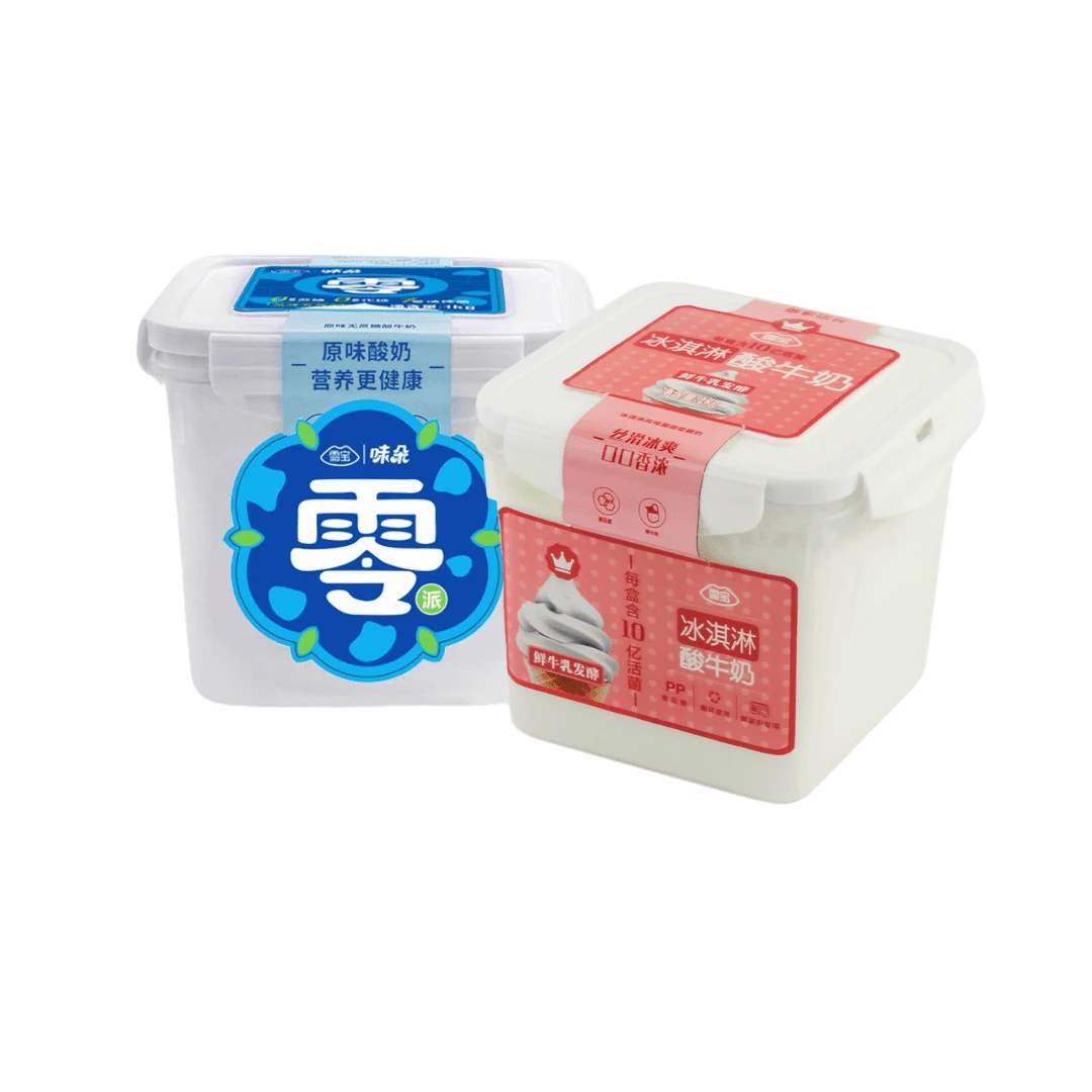 雪宝方盒低温酸奶到手4斤风味发酵奶大盒装1kg*2桶