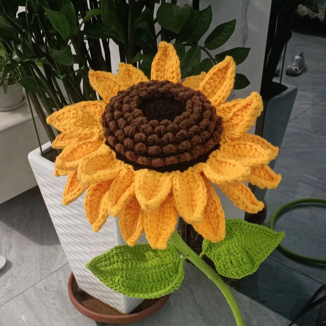 超大向日葵花朵毛线diy编织手工针织向日葵双层毕业可爱礼物