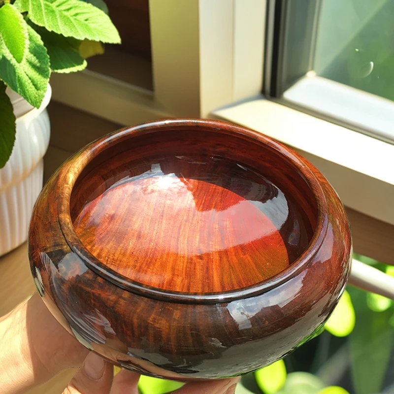 老挝大红酸枝木雕大笔洗大聚宝盆圆盆整木交趾黄檀黑飘红老料收藏