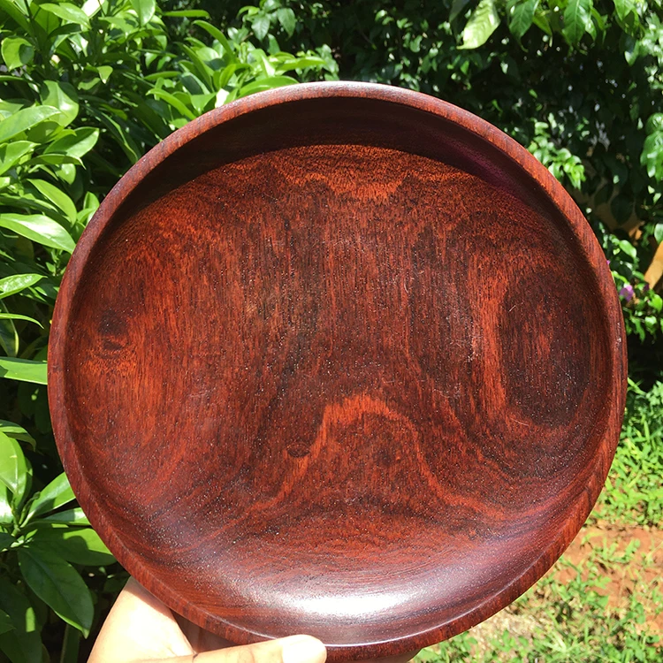 红木果盘托盘干果盘缅甸花梨木制大果紫檀复古中式缅甸欧式果盘