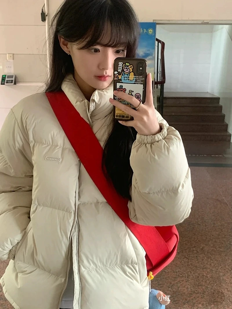 【24小时内发货】韩系小个子面包服休闲百搭宽松显瘦男女同款白鸭绒