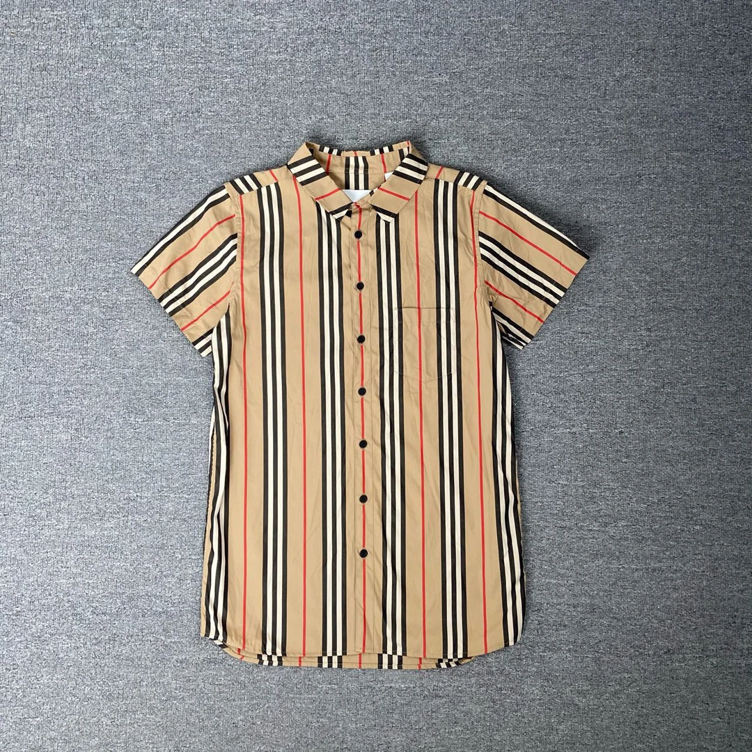 CD BURBERRY 格纹条纹短袖衬衫/14Y/99新/公价2900/55972