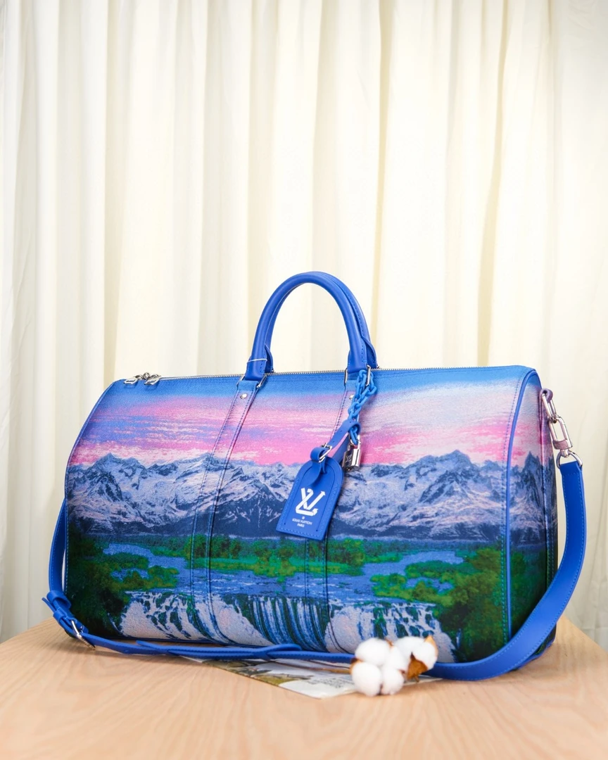 嘉壹/99新 LV致敬Virgil系列雪山风景Keepall 50手提包旅行包