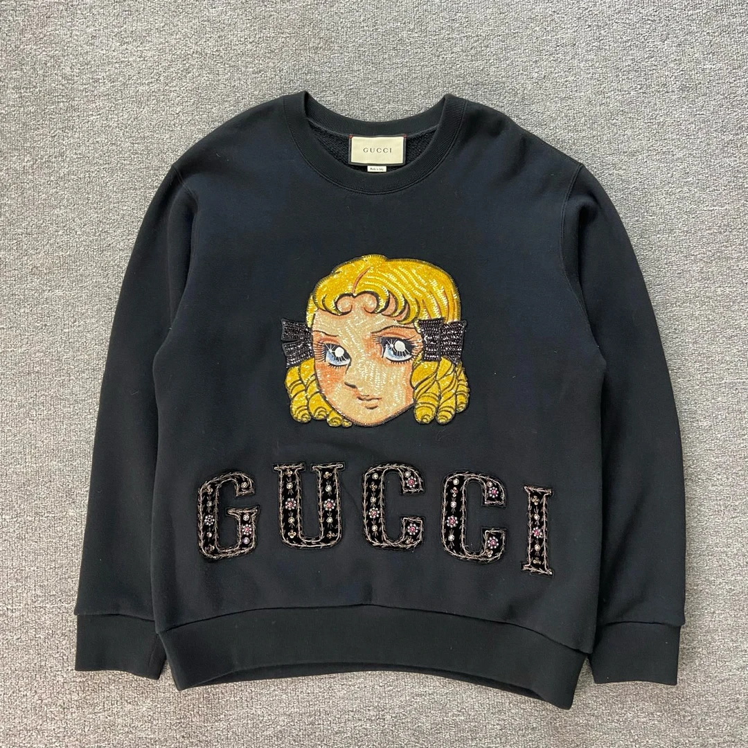 CD JS GUCCI钉珠洋娃娃亮片圆领卫衣/S码/99新/公价13630/9583