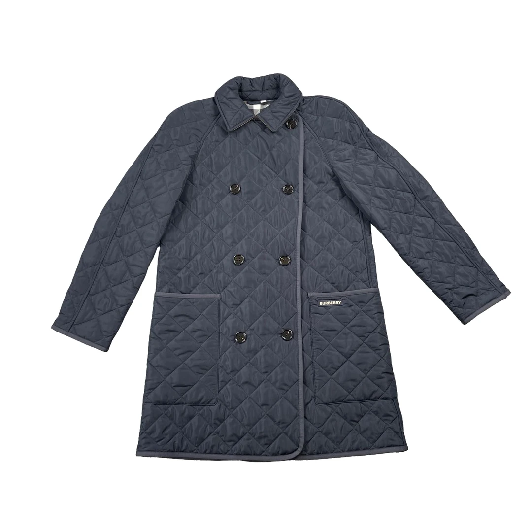 全新未使用 BURBERRY/博柏利 9281/9330黑双排扣棉服M码/全新闲置