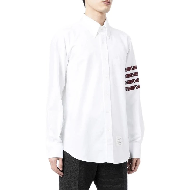 99新 TORY BURCH/汤丽柏琦 帆布拼接尖翻领单排扣衬衫/0码8256