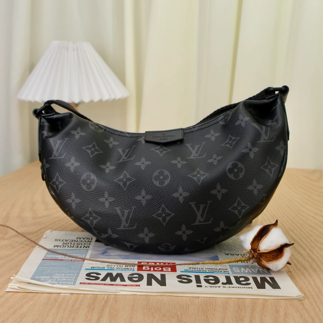 LV Hamac Bag PM 黑老花 小号 月亮 单肩 斜挎包
