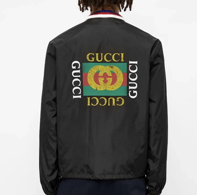CQ Gucci黑色logo拉链外套/46码/97新/微瑕/无帽子/毒8492/16522