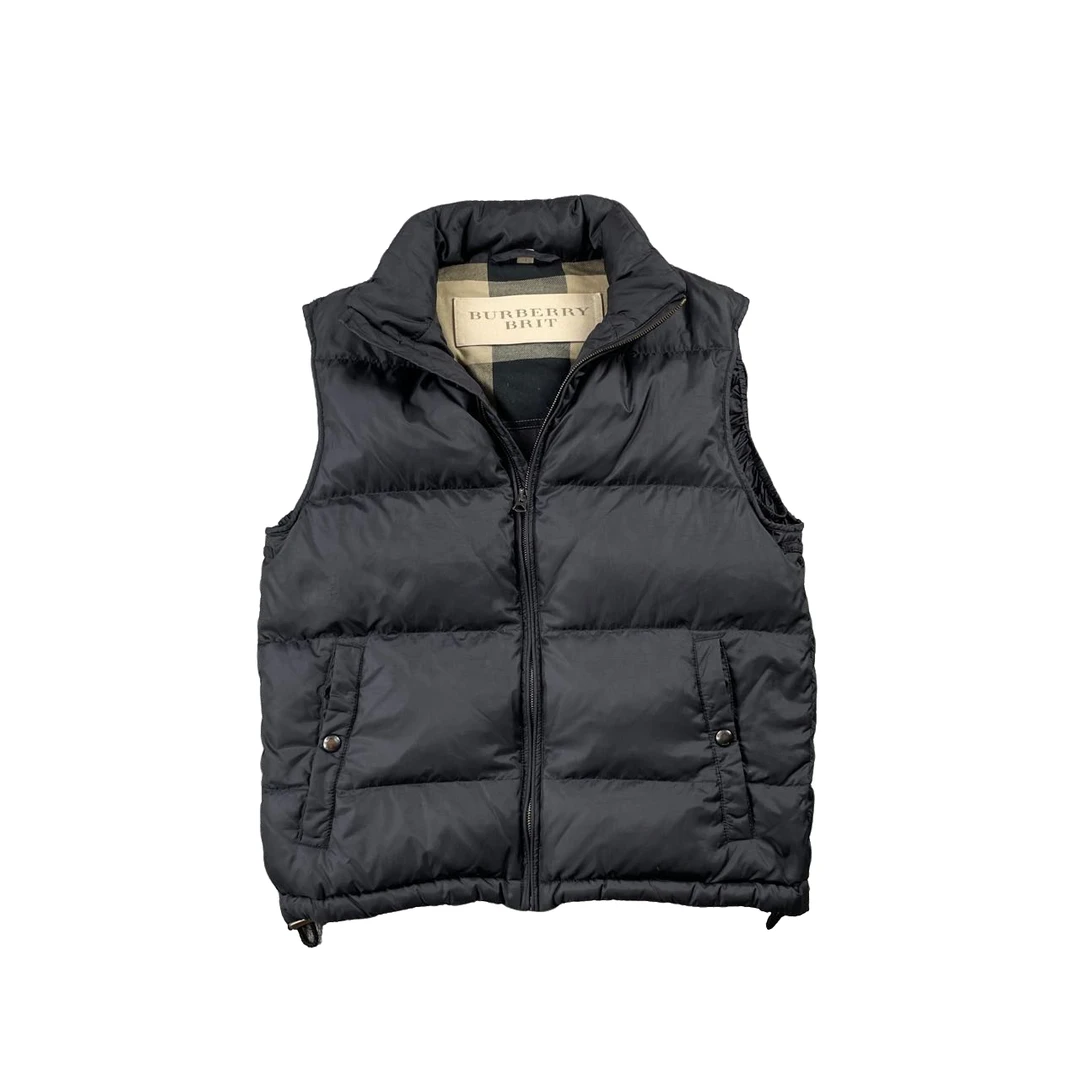 99新 BURBERRY/博柏利 4913/黑色立领羽绒马甲/S码/98新/轻微勾丝