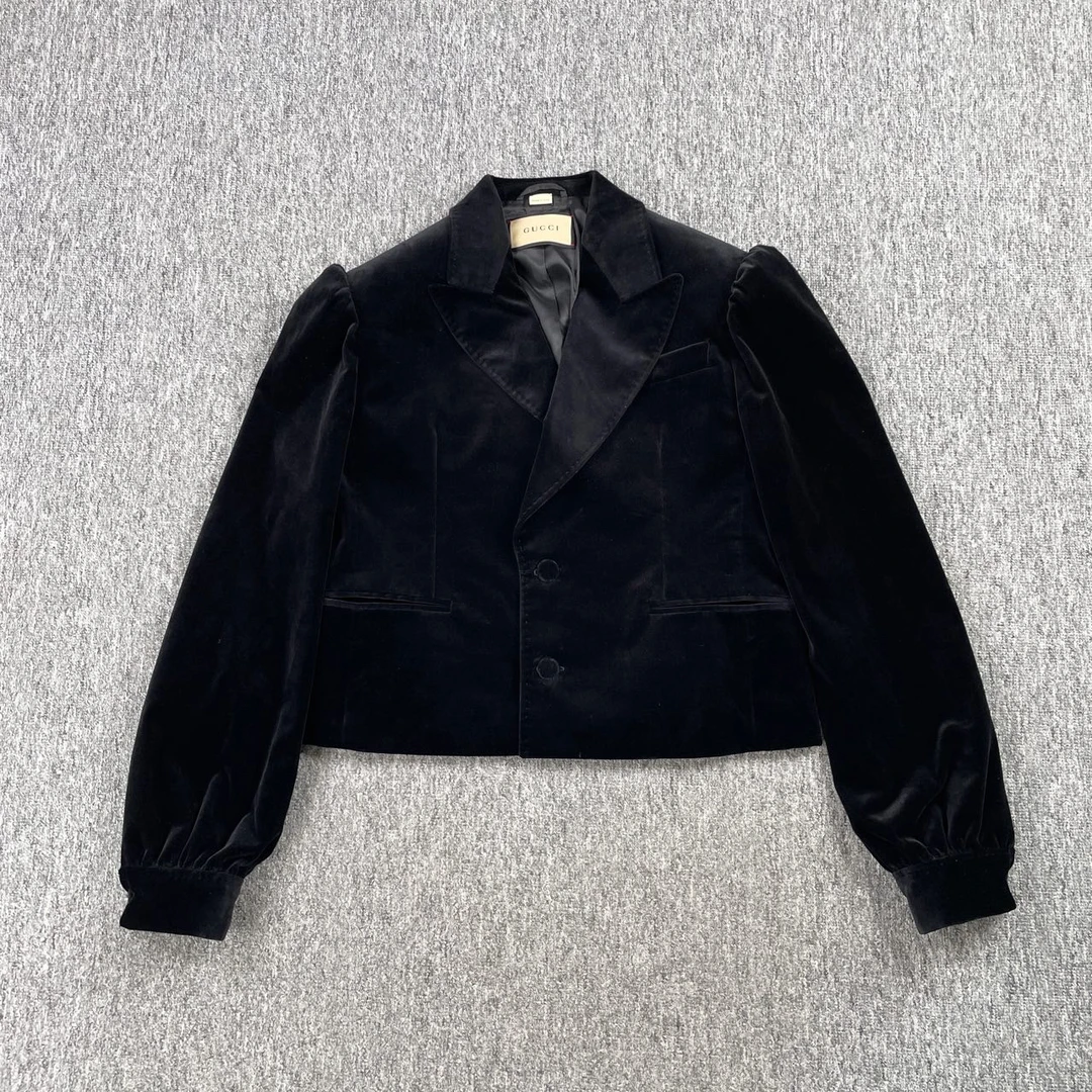 9475/Gucci黑色丝绒短款夹克外套/48码/99新
