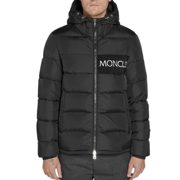 51800/Moncler黑色徽标刺绣连帽拉链长袖夹克外套/1码/99新