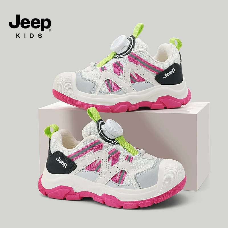 jeep童鞋女童运动鞋网面透气春秋2025新款软底儿童鞋子男童跑步鞋