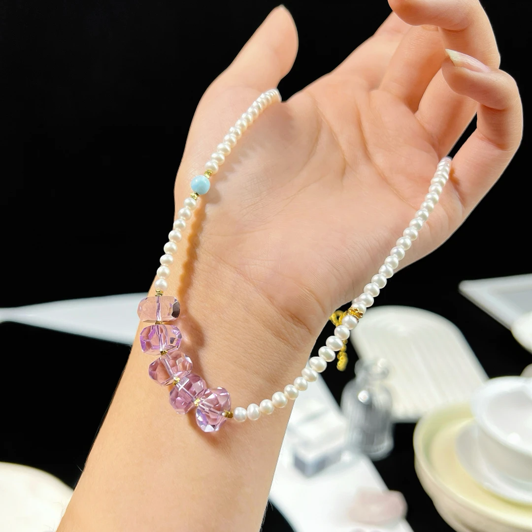 【桃玺悦珠宝I-176】天然珍珠加紫水晶项链多样性发货发其一