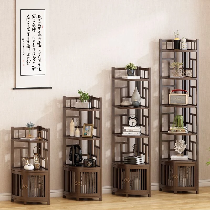 新中式转角架拐角扇形收纳柜客厅角落置物架落地博古架直角三角柜