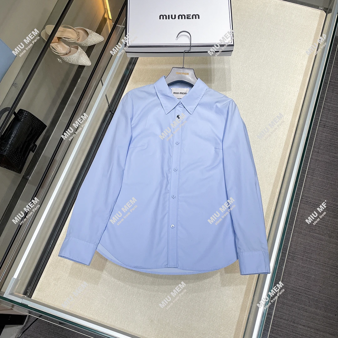 MIUMEM秋冬法式学院风卡通刺绣翻领宽松衬衫DY5640