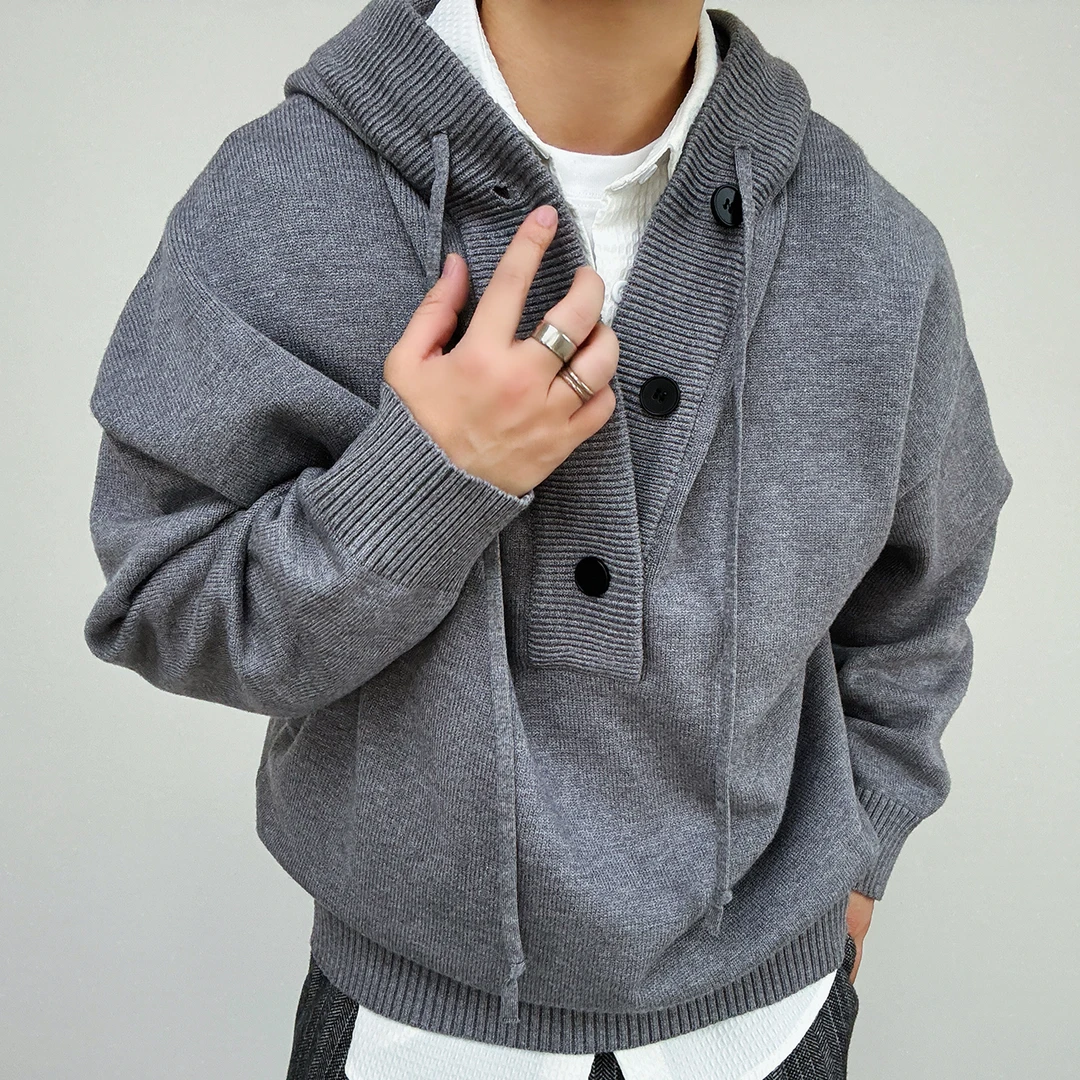 陆星家【重磅连帽毛衣】慵懒风春季男士套头针织衫复古休闲宽松M32