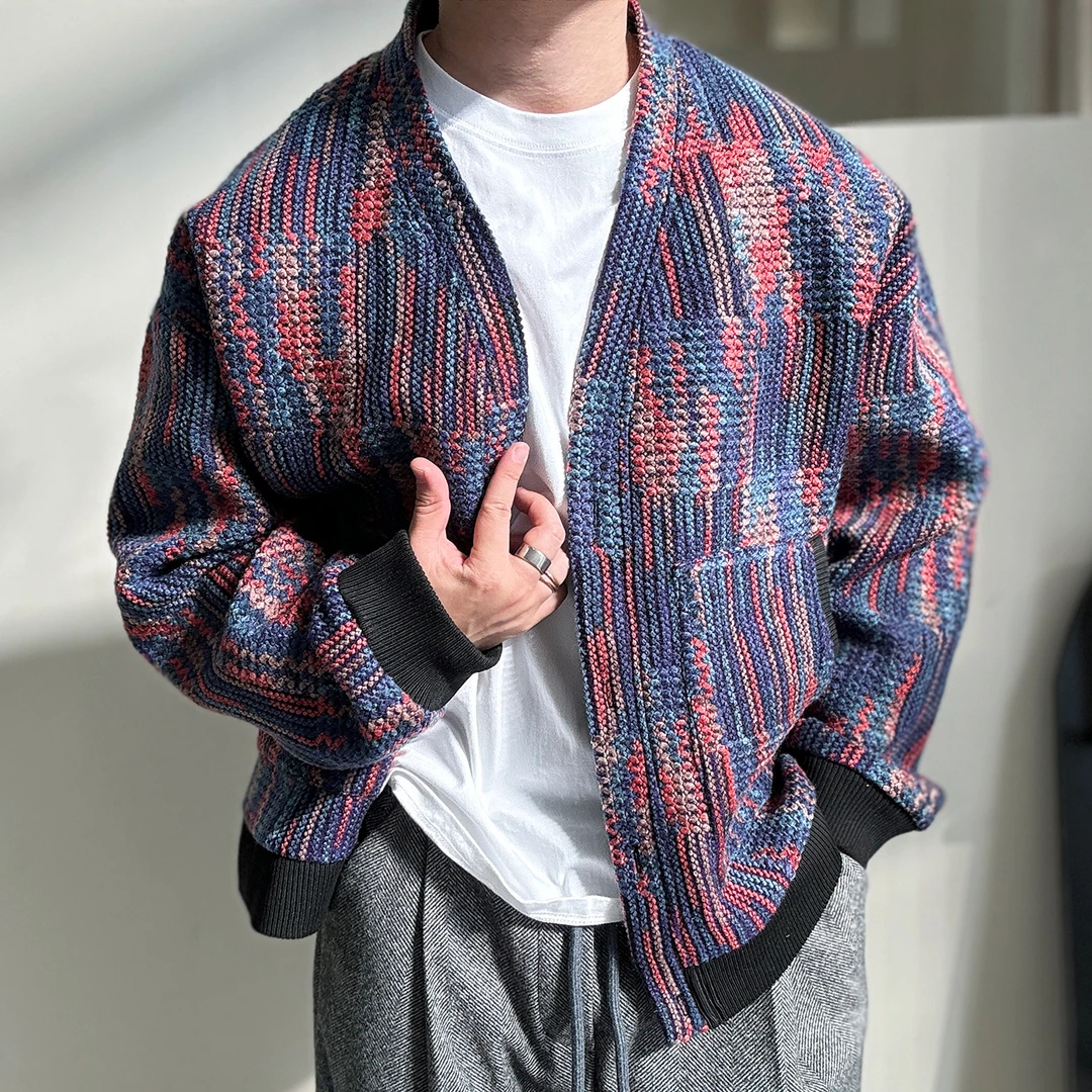 陆星家【重工编织开衫】冬季加厚保暖针织衫男士宽松休闲外套潮W88