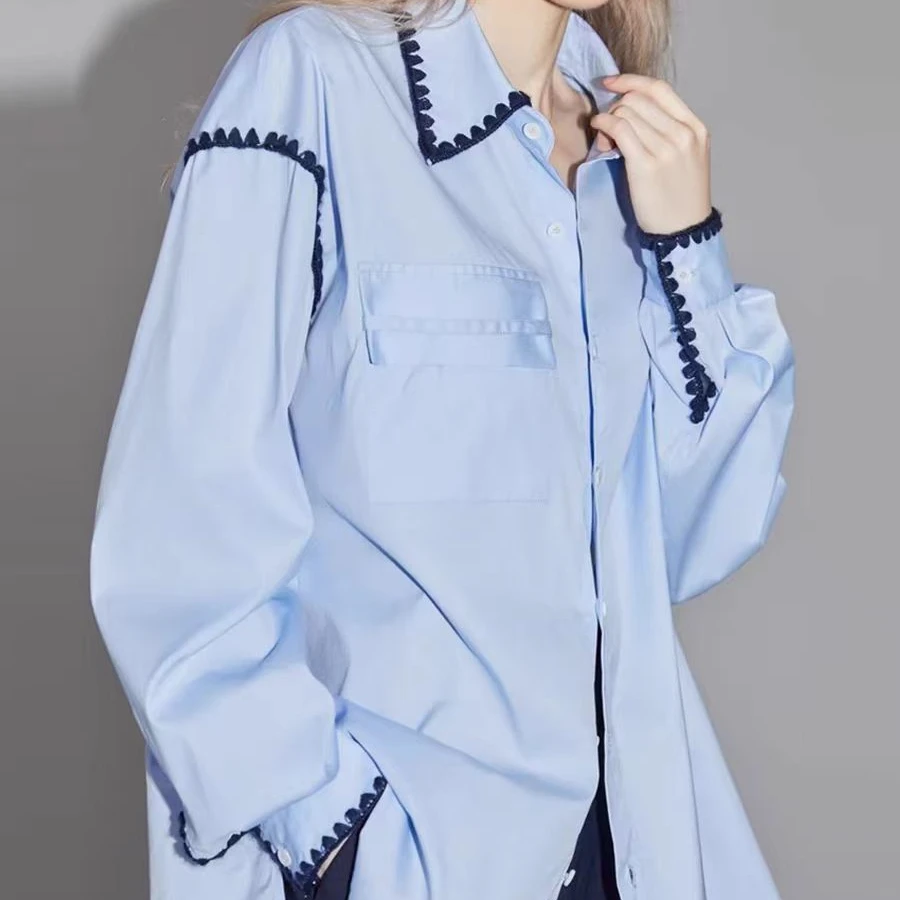 【056】编号衬衫上衣长袖时尚宽松