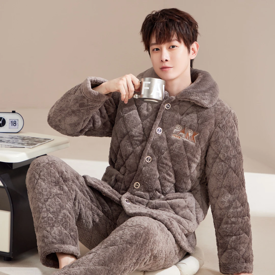 高档男士005三层夹棉加厚可外穿家居服