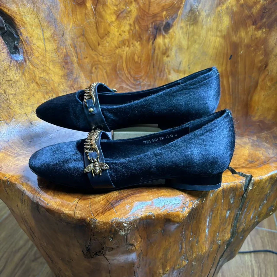 女士时尚百搭马毛皮鞋z7391-0101