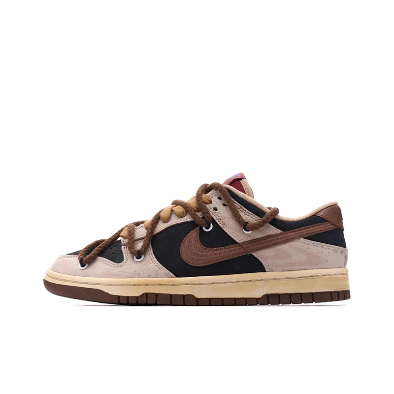 NIKE/耐克Nike Dunk Low街头涂鸦线条涂鸦做旧反转黑情侣低帮板鞋