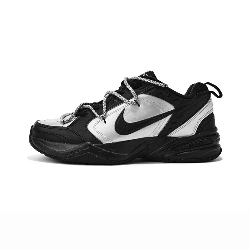 NIKE/耐克球鞋定制NikeAirMonarch黑银侍卫解构银高街休闲老爹鞋