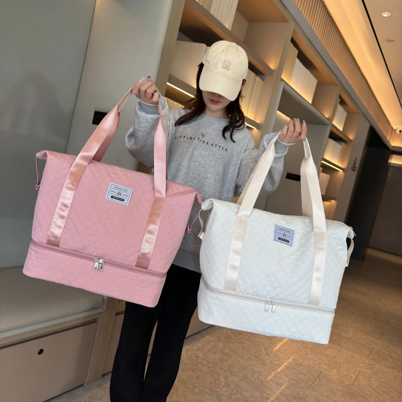 短途旅行包女手提简约行李包大容量旅行袋轻便防水单肩包健身包