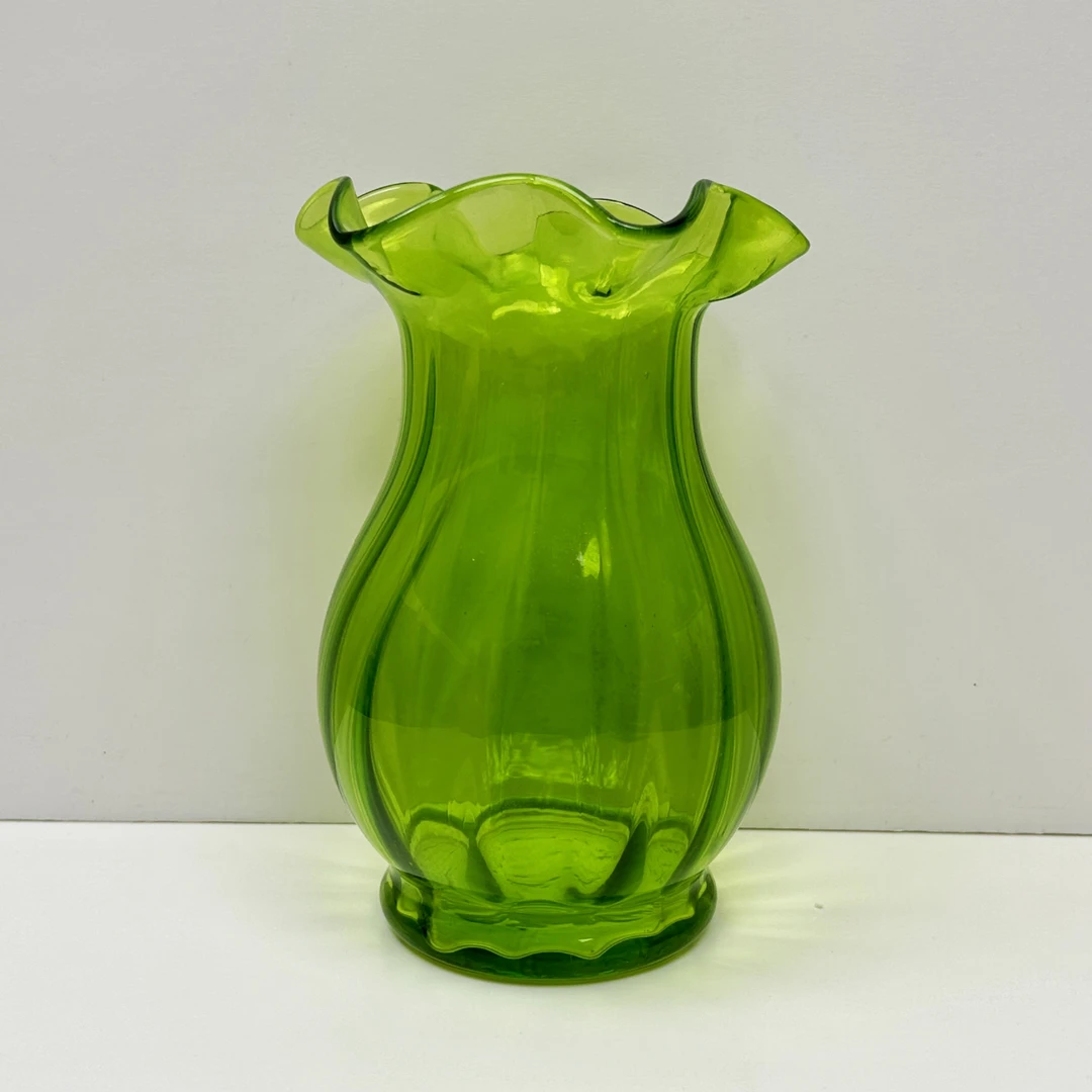 新品荷叶边彩色玻璃花瓶客厅水养透明插花花瓶