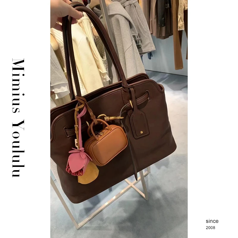 【mimius】游鹿鹿 miu系复古牛皮托特手提包(不含挂件) WF08336