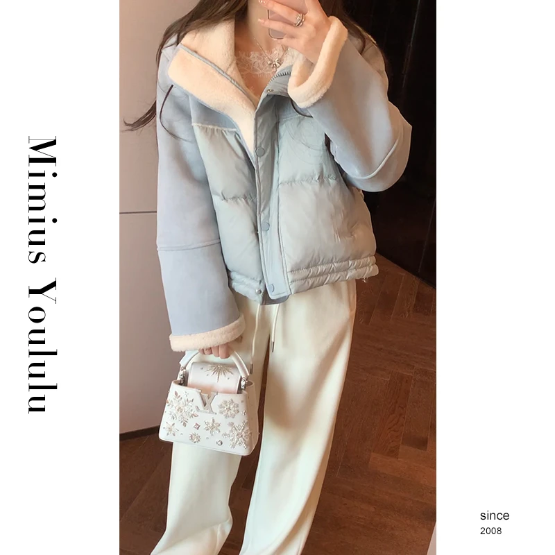 【mimius】游鹿鹿 皮毛一体鹅绒拼接麂皮短外套 汉服 F11373