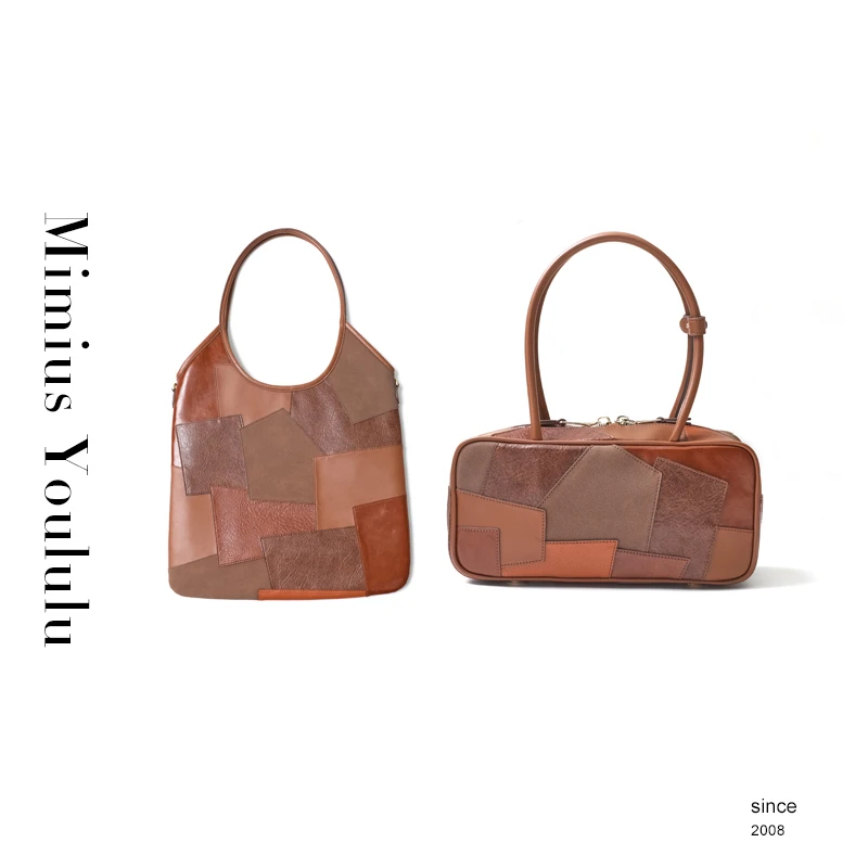 【mimius】游鹿鹿 miu系头层牛皮复古拼皮包（不含配饰） WF07313