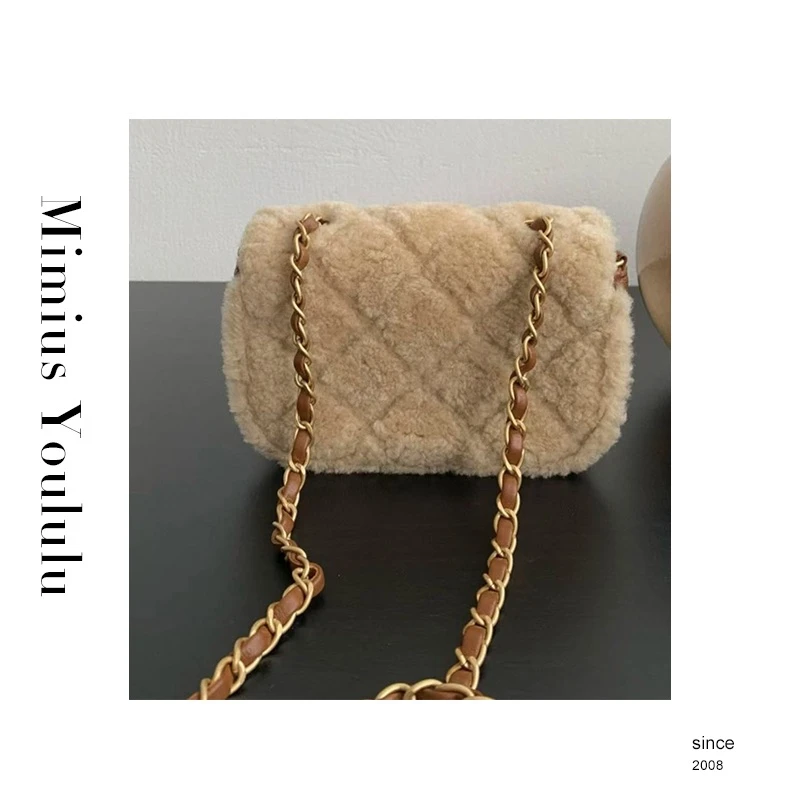 【mimius】&游鹿鹿 24K羊羔毛牛皮链条包(可斜挎)汉服 WF11315