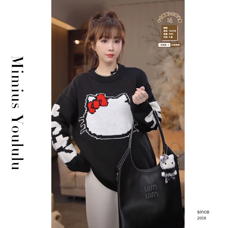 【mimius】七七 韩系可爱风卡通凯蒂绣花毛衣 WF11063