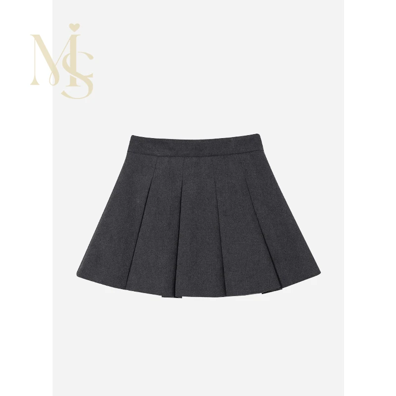 【mimius】喵喵 纯色百搭百褶清凉短裙 F01132