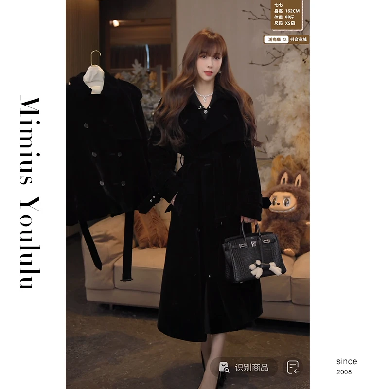 【mimius】七七 大女主气质～复古高级感丝绒鹅绒大衣 F11252