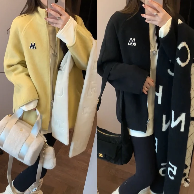 【mimius】喵喵  美式复古风拉链立领羊毛外套 F11145