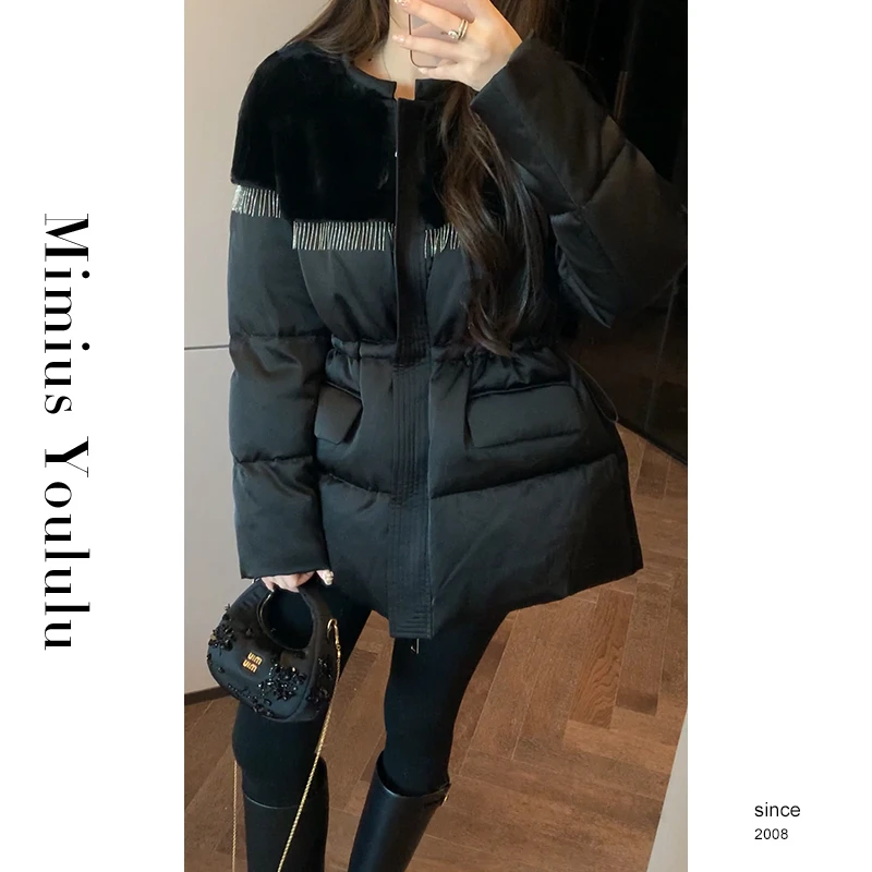 【mimius】喵喵 设计师款拼接收腰鹅绒服 汉服 F11376