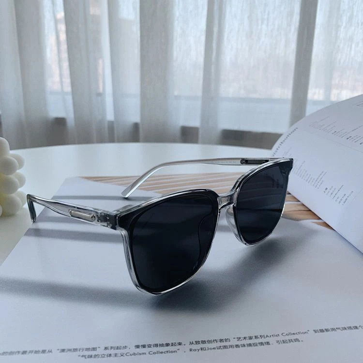 新款太阳镜韩版男女防紫外线墨镜透明灰色方框潮流时尚大学生墨镜