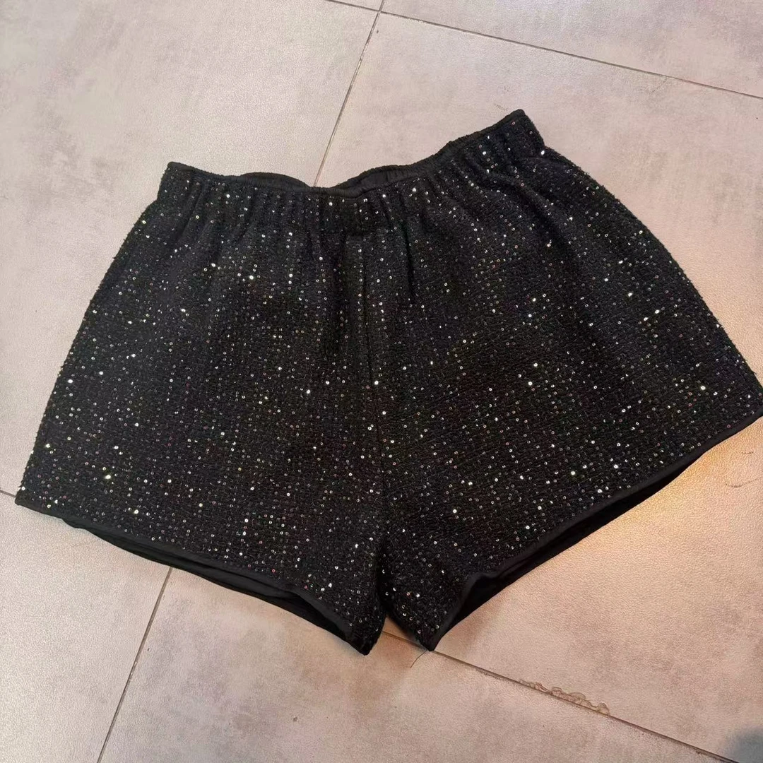 大码女装短裤网红时尚百搭黑色小香风（WT159）