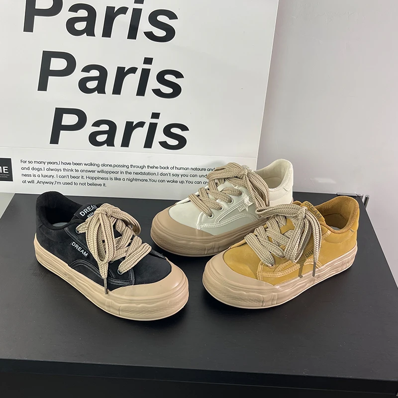 超好穿！韩版时尚厚底女2023新款鞋子复古百搭运动板鞋休闲女鞋子