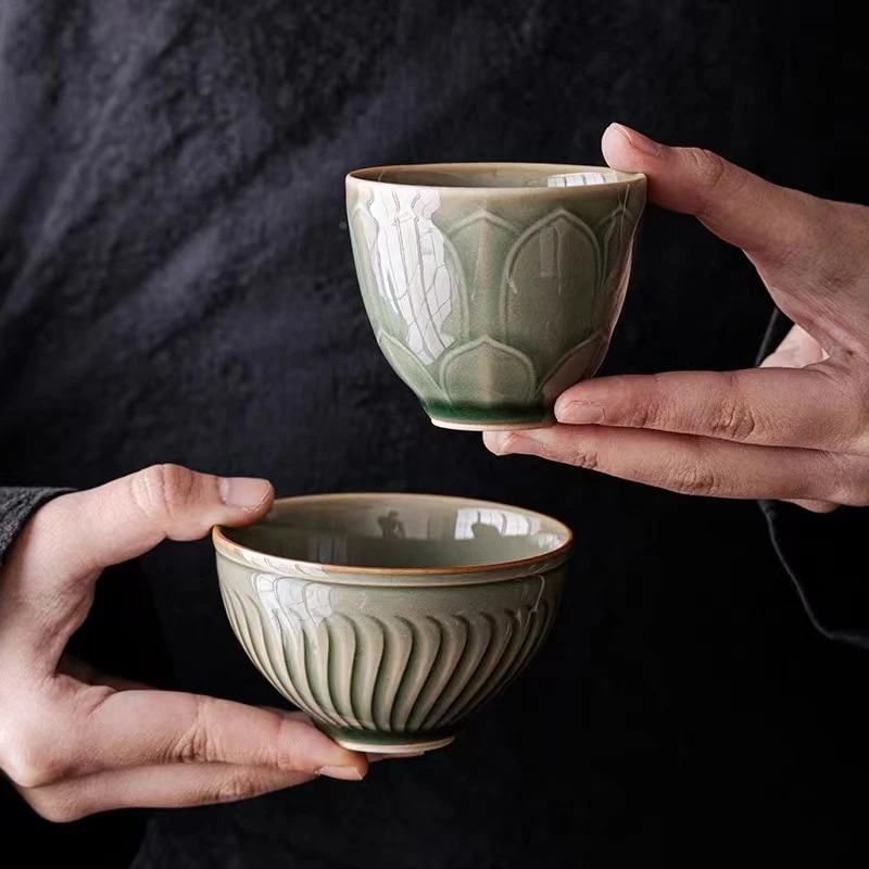联谊越窑青瓷主人杯茶杯手工复古品茗杯茶杯茶具手工茶具陶瓷