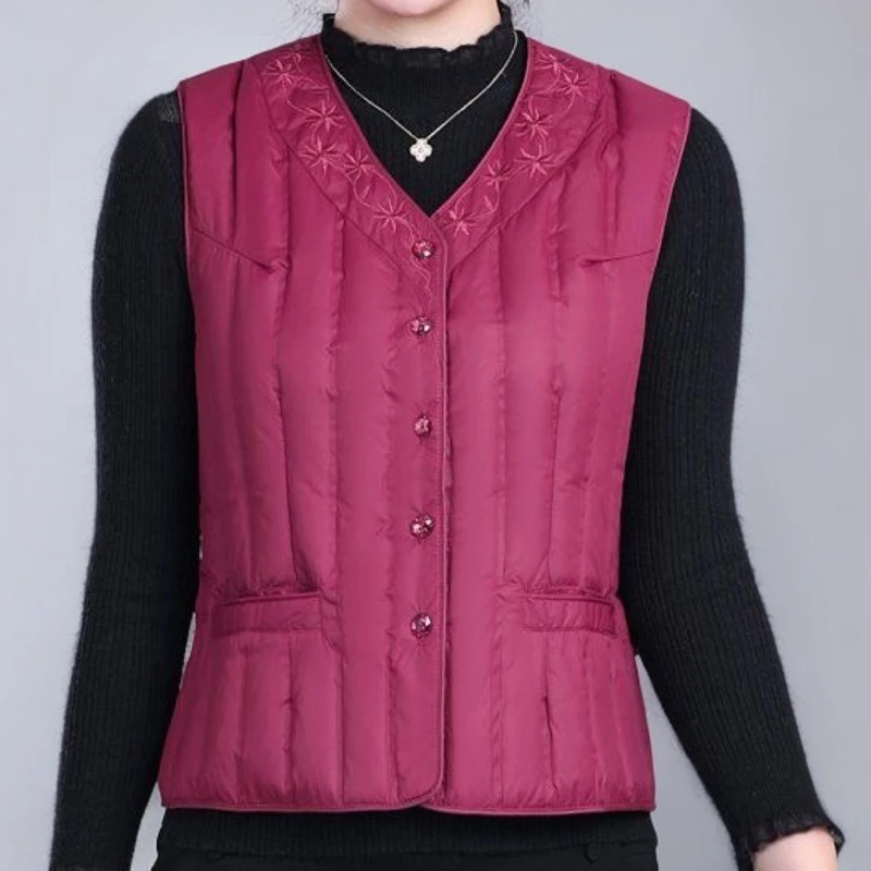 中老年秋冬季妈妈装保暖羽绒马甲大码轻薄内胆背心