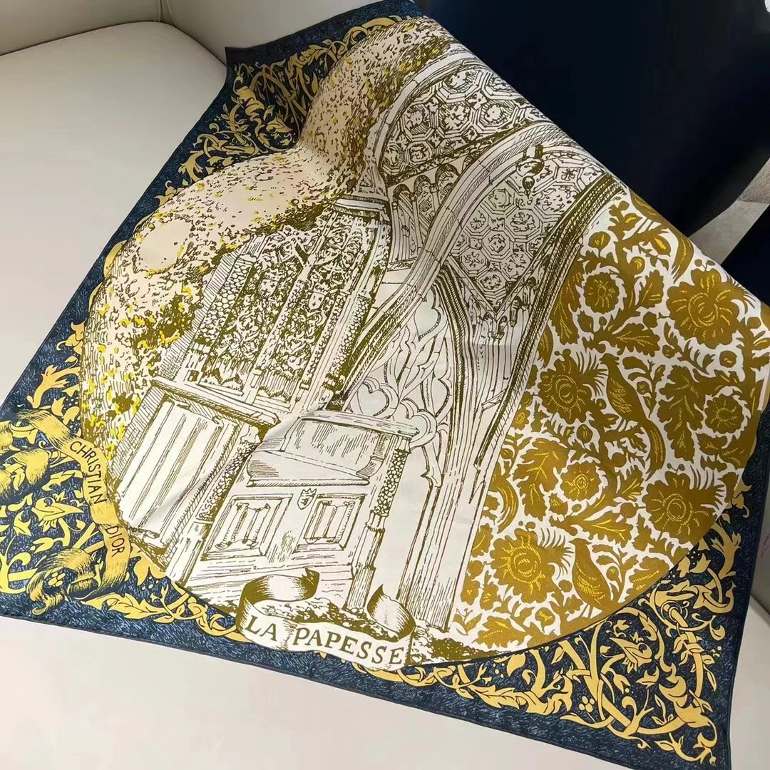 【荣华之上】 88*88双面时尚百搭款桑蚕丝丝巾 18姆米斜纹精卷边