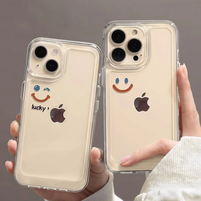 简约笑脸苹果15手机壳iPhone14ProMax女13/7/8P/12/xr全包X软壳11